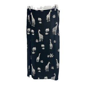 VTG Dressbarn Rayon Blend Maxi Skirt 14W 90s Side Slits Whimsigoth Novelty Quirk